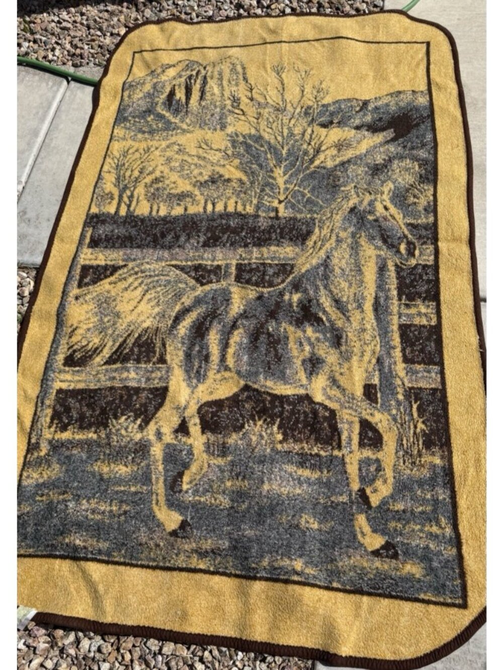 Vintage San Marcos Equestrian Blanket Horse Western Double Sided 49 X 83" - Picture 5 of 9